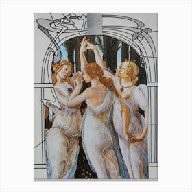 The Three Graces, Bathroom Wall Art Canvas Print