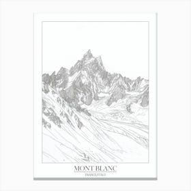 Mont Blanc France Italy Line Drawing 2 Poster Canvas Print