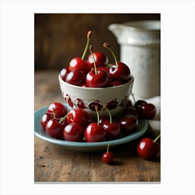 Cherries On A Plate 1 Canvas Print