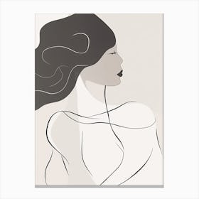Woman Silhouette Line Art Abstract 3 Canvas Print