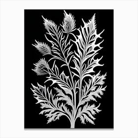 Thistle Leaf Linocut Canvas Print