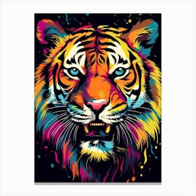 Tiger Art In Pop Art Style 4 Canvas Print
