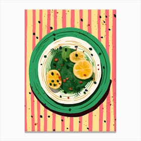 A Plate Of Zucchini, Top View Food Illustration 1 Canvas Print