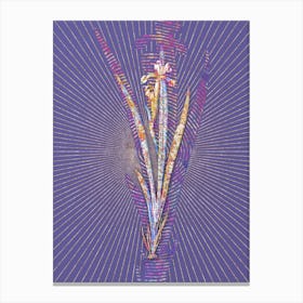 Geometric Yellow Banded Iris Mosaic Botanical Art on Veri Peri n.0355 Canvas Print