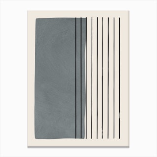Minimalist Gray And Black Vertical Lines Canvas Print