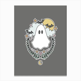 Cute Ghost | Charcoal Canvas Print