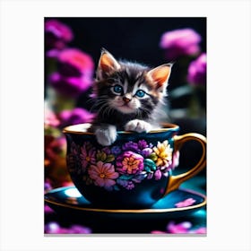 Kitten In A Teacup 3 Canvas Print