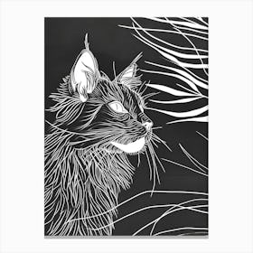 Maine Coon Cat Minimalist Illustration 3 Canvas Print
