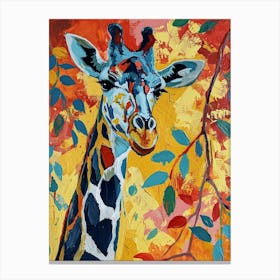 Leaf Acrylic Paint Inspired Giraffe Canvas Print