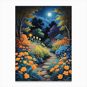 Floral Night Garden Scene (4) Canvas Print