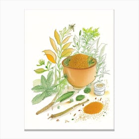 Ginger Spices And Herbs Pencil Illustration 2 Canvas Print