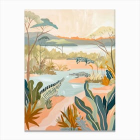 Crocodile Pastels Jungle Illustration 2 Canvas Print