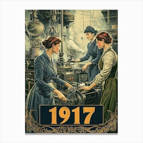 Aihrgdesign A Vintage Industrial Poster Showing Women Working 3278a26b A894 4283 A3b2 5ba2cefc99ac 2 Canvas Print