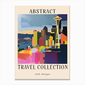 Abstract Travel Collection Poster Seattle Washington 3 Canvas Print