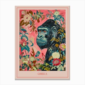Floral Animal Painting Gorilla 3 Poster Canvas Print