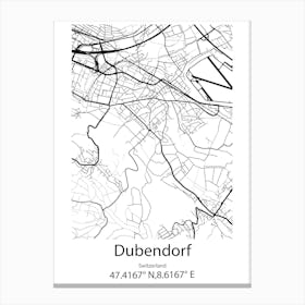 Dubendorf,Switzerland Minimalist Map Canvas Print