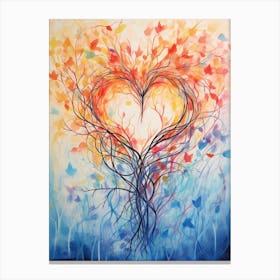 Orange To Blue Gradient Tree Heart 2 Canvas Print