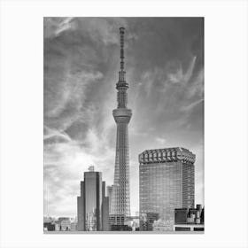 Striking Monochrome Tokyo Skytree By Sumida River Canvas Print