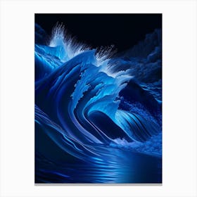 Rushing Water In Deep Blue Sea, Water, Waterscape Holographic 1 Canvas Print