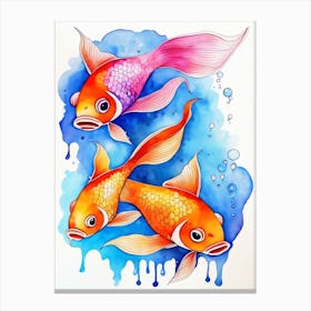 Twin Goldfish Watercolor Painting (30) Canvas Print