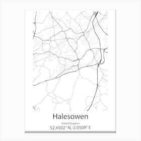 Halesowen,United Kingdom Minimalist Map Canvas Print