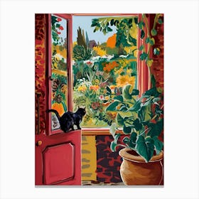 Open Window With Cat Matisse Style 1 Canvas Print