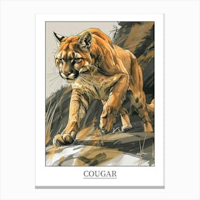 Cougar Precisionist Illustration 4 Poster Canvas Print