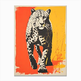 Cheetah, Woodblock Animal  Drawing 2 Canvas Print