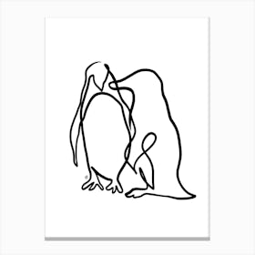 The Penguins Canvas Line Art Print