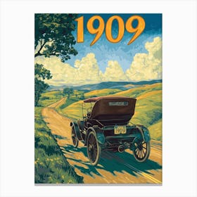 Aihrgdesign A Vintage Poster Of An Early Open Top Automobile 3 Canvas Print