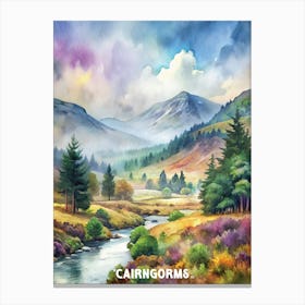 Cairngorms National Park Watercolor Painting Canvas Print