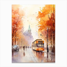 Berlin Germany In Autumn Fall, Watercolour 4 Canvas Print
