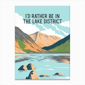 I D Rather Be In The Lake District Vintage Style Travel Poster | The Lakes Canvas Print