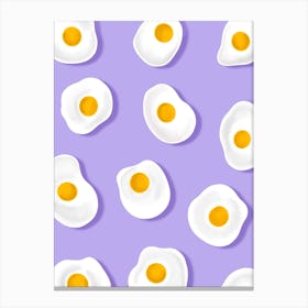 Fried Eggs On A Purple Background Canvas Print