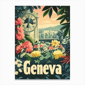 Aihrgdesign A Classic 1960s Travel Poster For Geneva 1 Canvas Print