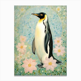 Penguin With Flowers Canvas Print