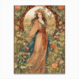 Lady In Flowers Canvas Print