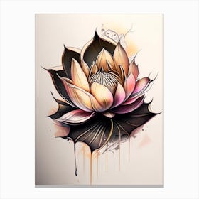 Lotus Flower Petals Graffiti 1 Canvas Print