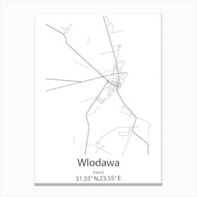 Wlodawa,Poland Minimalist Map Canvas Print