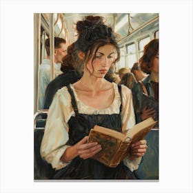 Reading On A Train Canvas Print