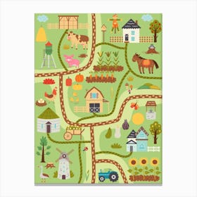 Rustic Nursery Farm Map Canvas Print