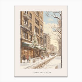 Vintage Winter Poster Chicago Usa 1 Canvas Print