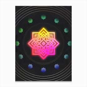 Neon Geometric Glyph in Pink and Yellow Circle Array on Black n.0251 Canvas Print
