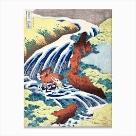 The Waterfall Where Yoshitsune Washed His Horse At Yoshino In Yamato Province, Katsushika Hokusai Canvas Print
