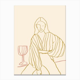 Woman With Wine Glass Canvas Print