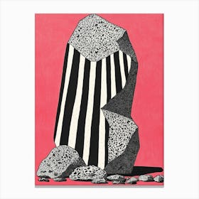 Striped Rock Red and Black Minimal Print Canvas Print