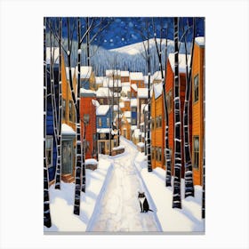 Cat In The Streets Of Aspen   Usa With Snow 2 Canvas Print