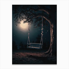 Swing Under The Moon Canvas Print