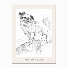 Dog On A Cliff Line Sketch Poster Canvas Print