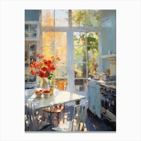 Kitchen With Flowers 1 Canvas Print